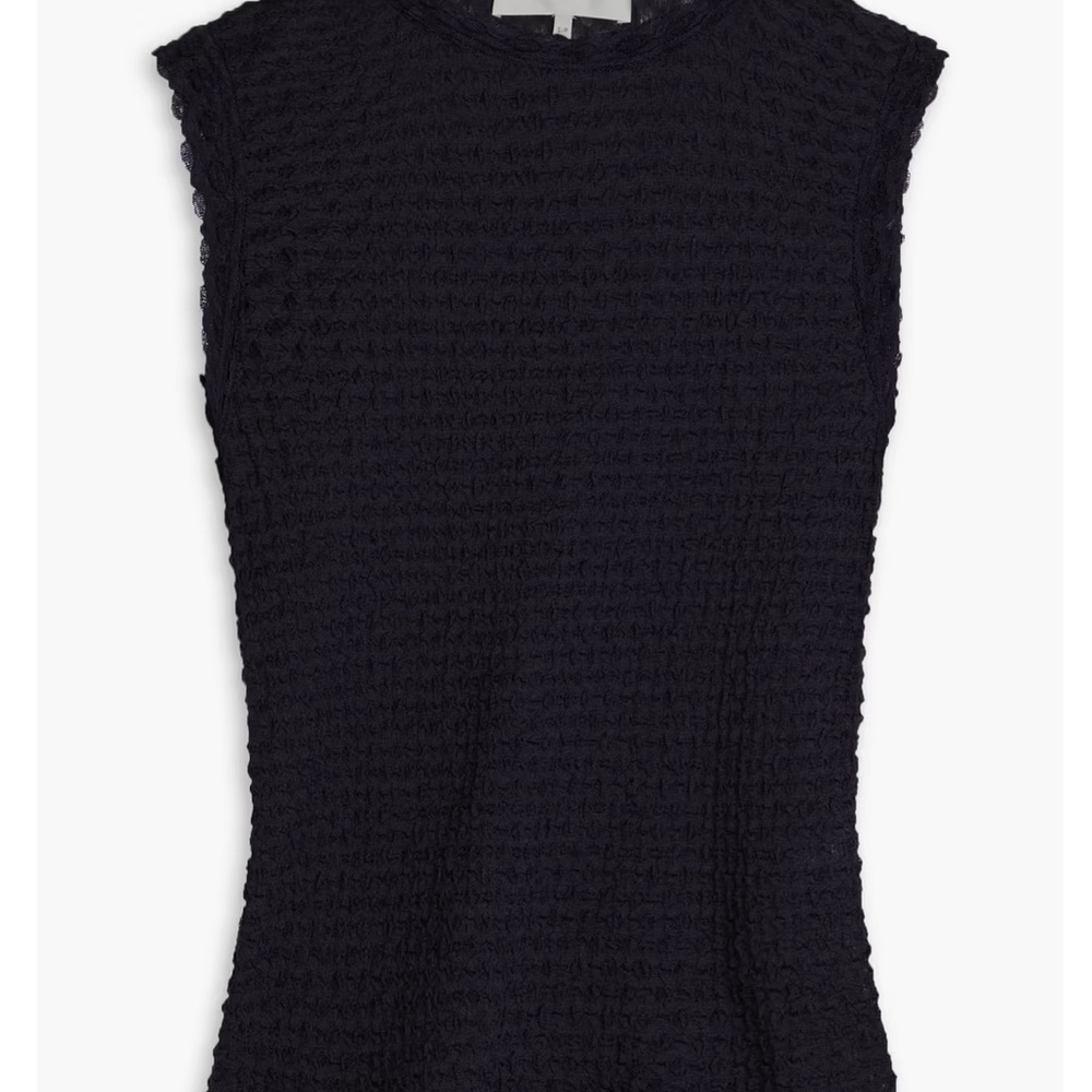 Frame Strech Mesh Elegant Black Sleeveless Top